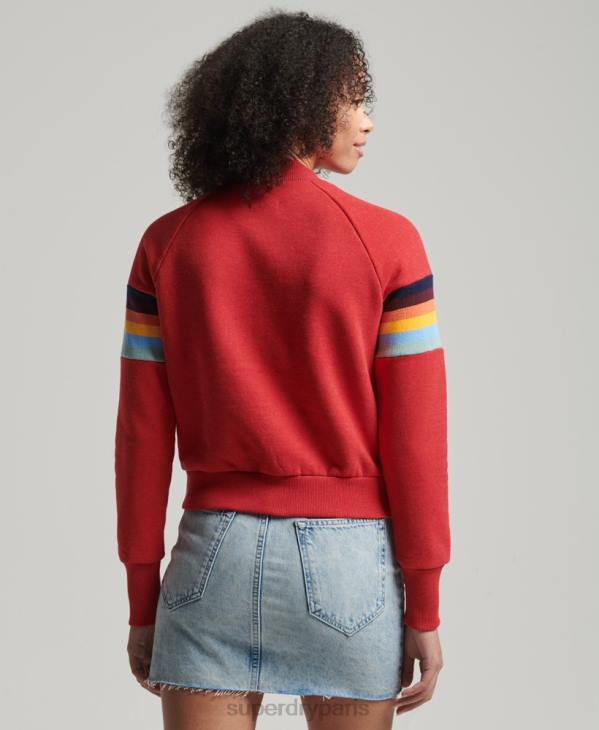 Superdry femmes sweat ras du cou vintage à rayures cali D64Z3468 vêtements rouge