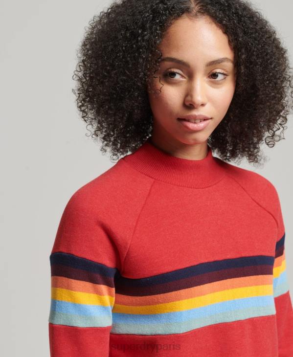 Superdry femmes sweat ras du cou vintage à rayures cali D64Z3468 vêtements rouge