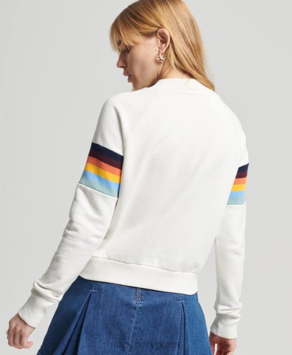 Superdry femmes sweat ras du cou vintage à rayures cali D64Z5995 vêtements crème