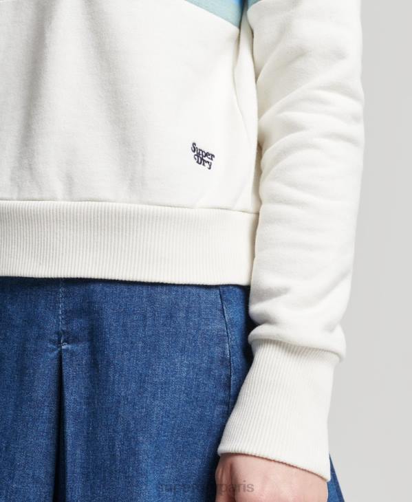 Superdry femmes sweat ras du cou vintage à rayures cali D64Z5995 vêtements crème