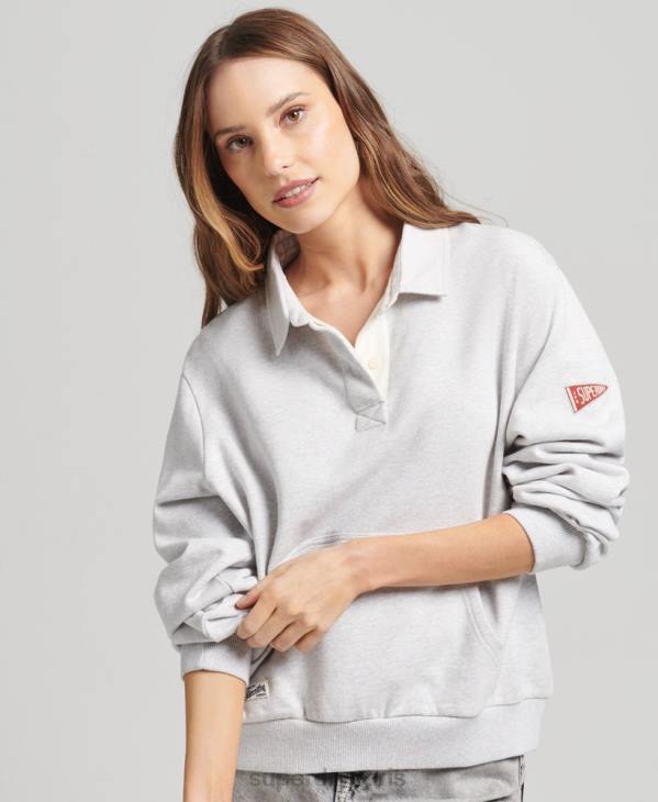 Superdry femmes sweat rugby vintage D64Z3052 vêtements gris clair