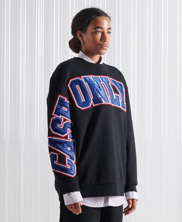 Superdry femmes sweat sdx applique édition limitée D64Z5208 vêtements noir
