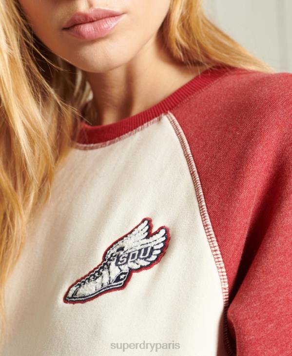 Superdry femmes sweat-shirt athlétique collégial D64Z3505 vêtements crème