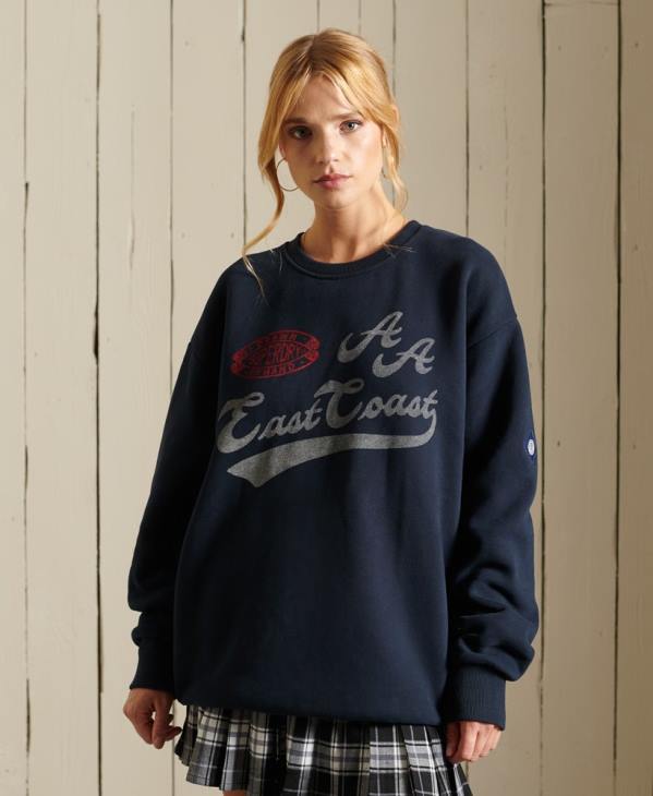 Superdry femmes sweat-shirt collégial D64Z5998 vêtements marine