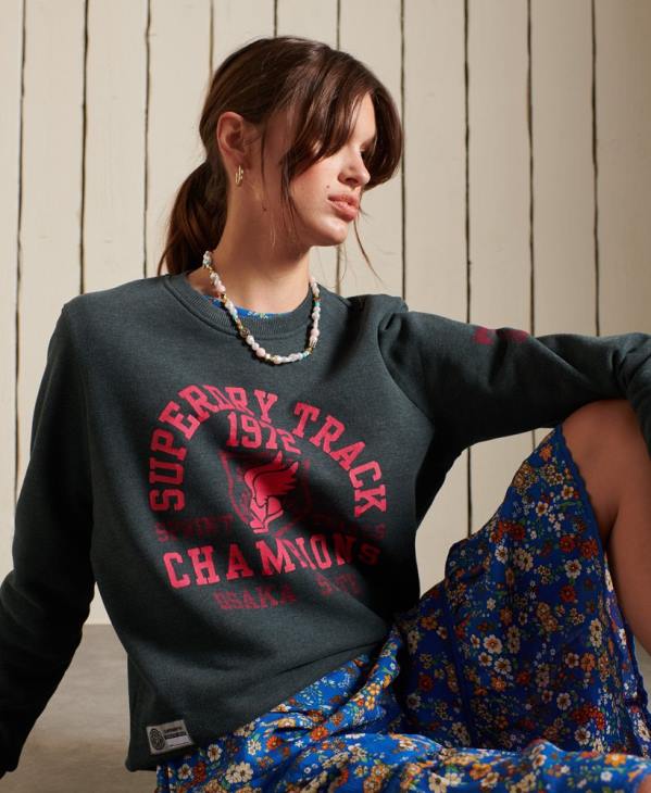Superdry femmes sweat-shirt d'athlétisme D64Z6107 vêtements vert