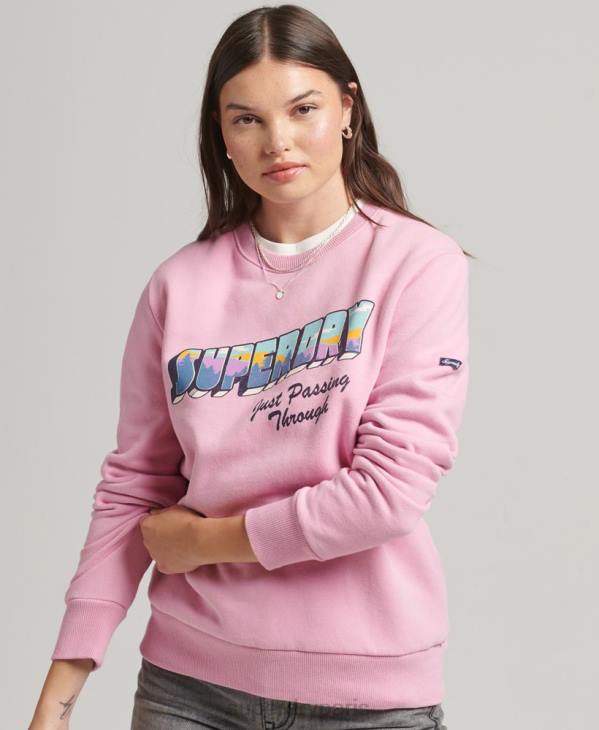 Superdry femmes sweat-shirt de voyage vintage D64Z5902 vêtements rose