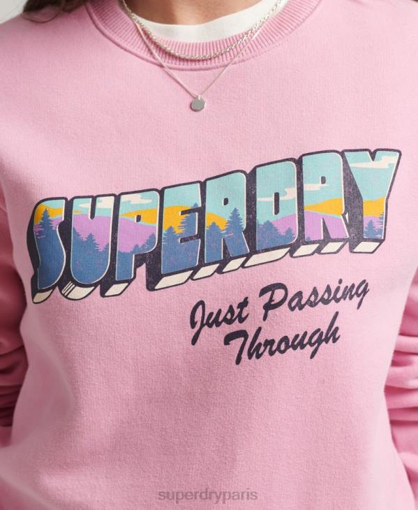 Superdry femmes sweat-shirt de voyage vintage D64Z5902 vêtements rose