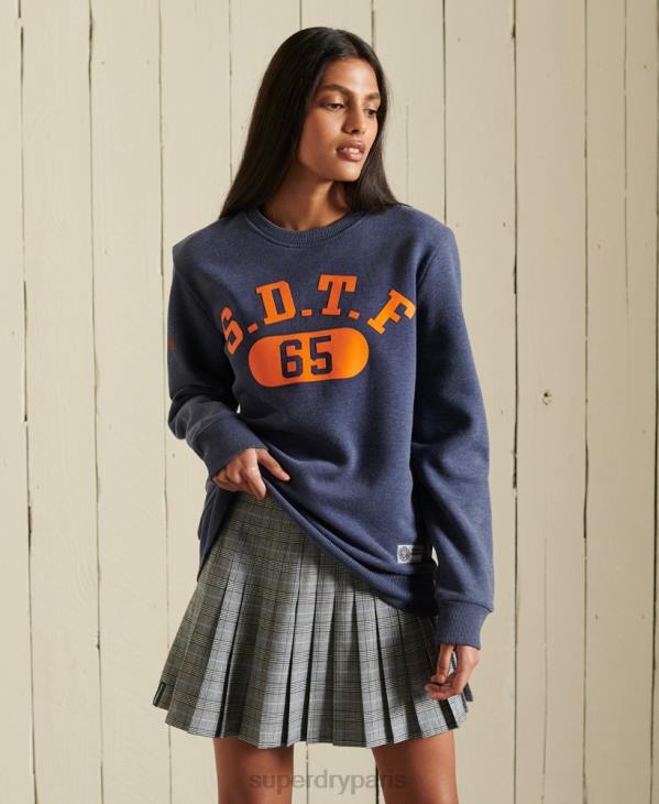 Superdry femmes sweat-shirt oversize d'athlétisme D64Z6054 vêtements bleu