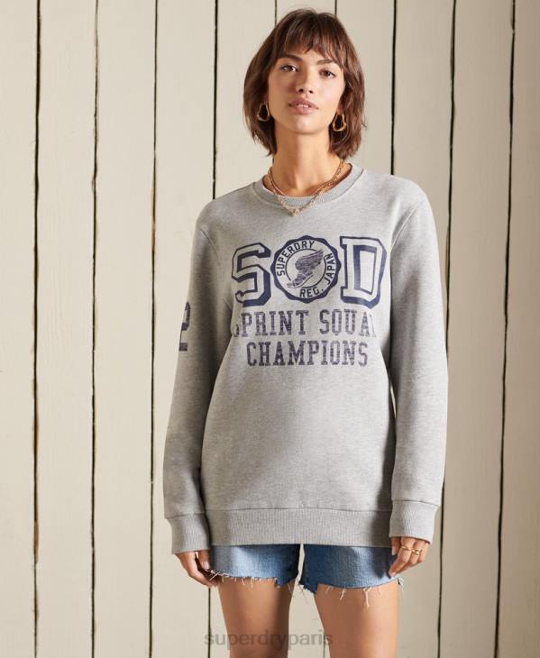Superdry femmes sweat-shirt oversize d'athlétisme D64Z6169 vêtements gris