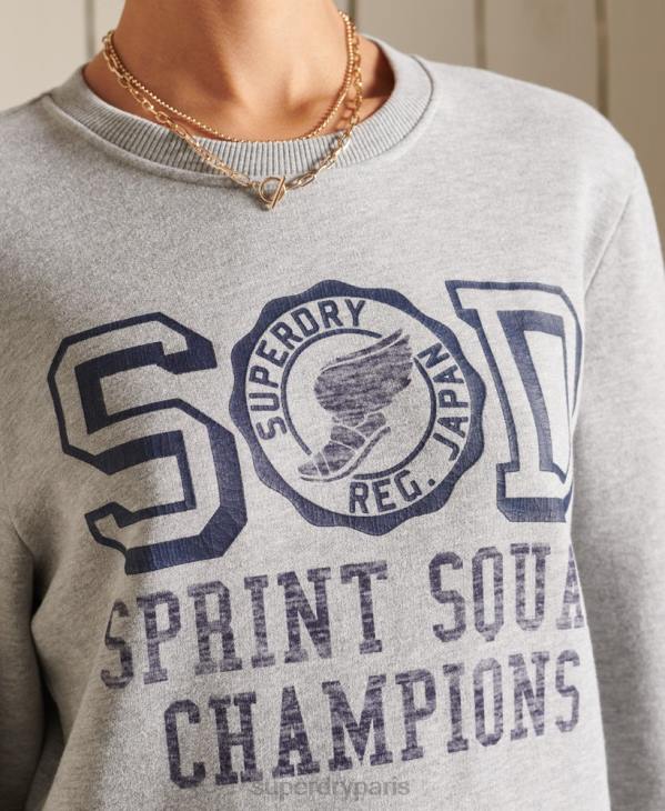Superdry femmes sweat-shirt oversize d'athlétisme D64Z6169 vêtements gris