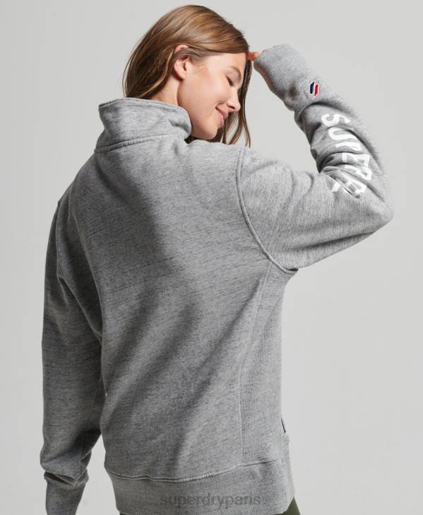 Superdry femmes sweat-shirt oversize à demi-zip college D64Z6041 vêtements gris clair