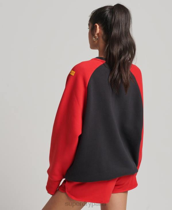 Superdry femmes sweat-shirt raglan collégial vintage D64Z3375 vêtements noir