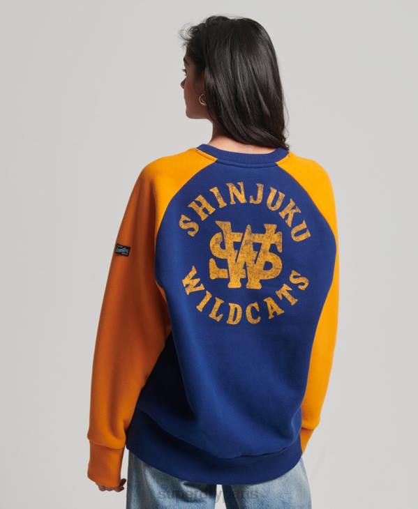 Superdry femmes sweat-shirt raglan collégial vintage D64Z5760 vêtements marine