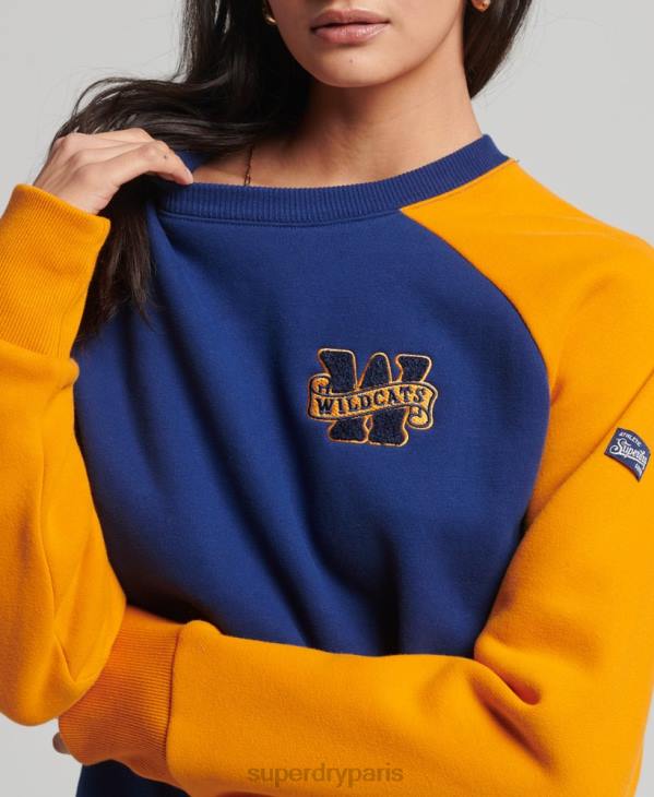 Superdry femmes sweat-shirt raglan collégial vintage D64Z5760 vêtements marine