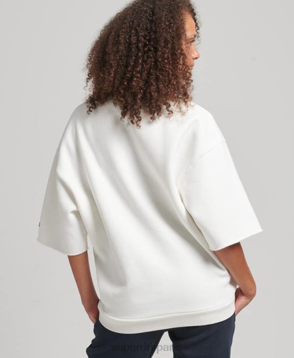 Superdry femmes sweat-shirt universitaire à manches courtes D64Z3477 vêtements crème