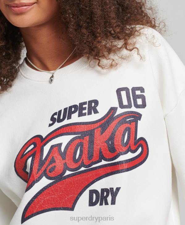 Superdry femmes sweat-shirt universitaire à manches courtes D64Z3477 vêtements crème