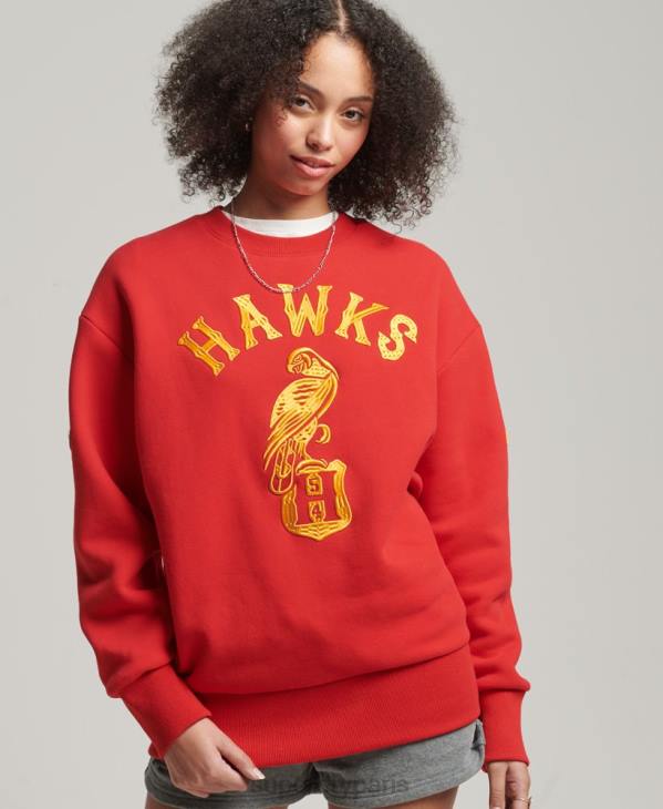 Superdry femmes sweat-shirt vintage collégial D64Z5810 vêtements rouge