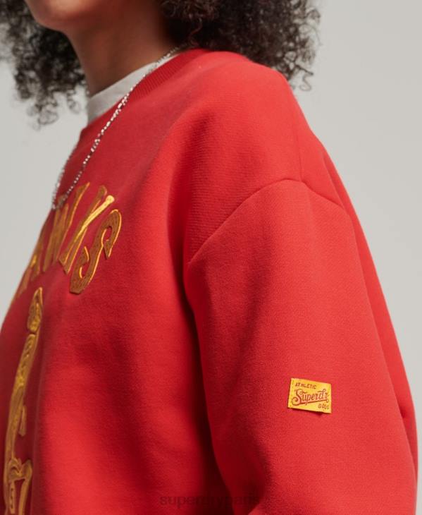 Superdry femmes sweat-shirt vintage collégial D64Z5810 vêtements rouge