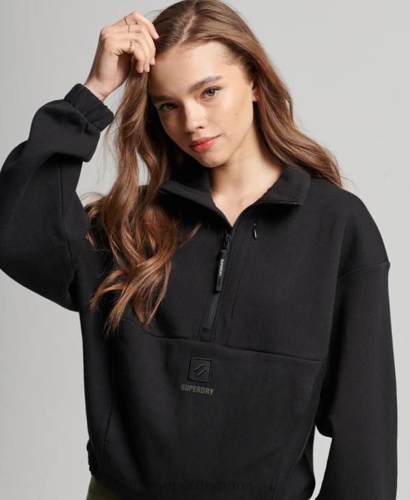 Superdry femmes sweat technique à demi-zip chauve-souris D64Z3281 vêtements noir