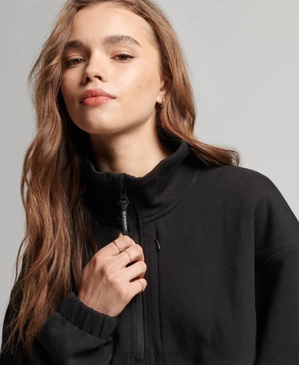 Superdry femmes sweat technique à demi-zip chauve-souris D64Z3281 vêtements noir