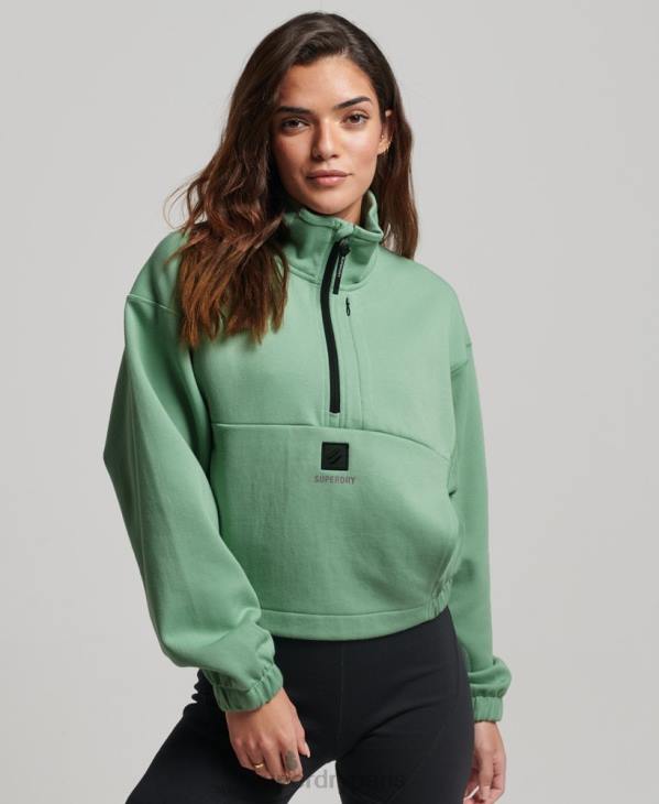 Superdry femmes sweat technique à demi-zip chauve-souris D64Z3286 vêtements vert