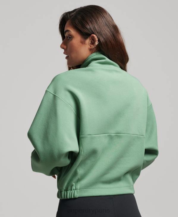 Superdry femmes sweat technique à demi-zip chauve-souris D64Z3286 vêtements vert