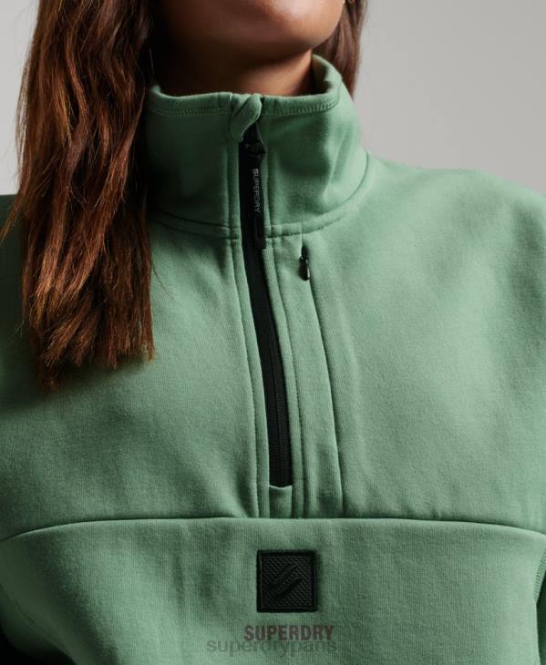 Superdry femmes sweat technique à demi-zip chauve-souris D64Z3286 vêtements vert