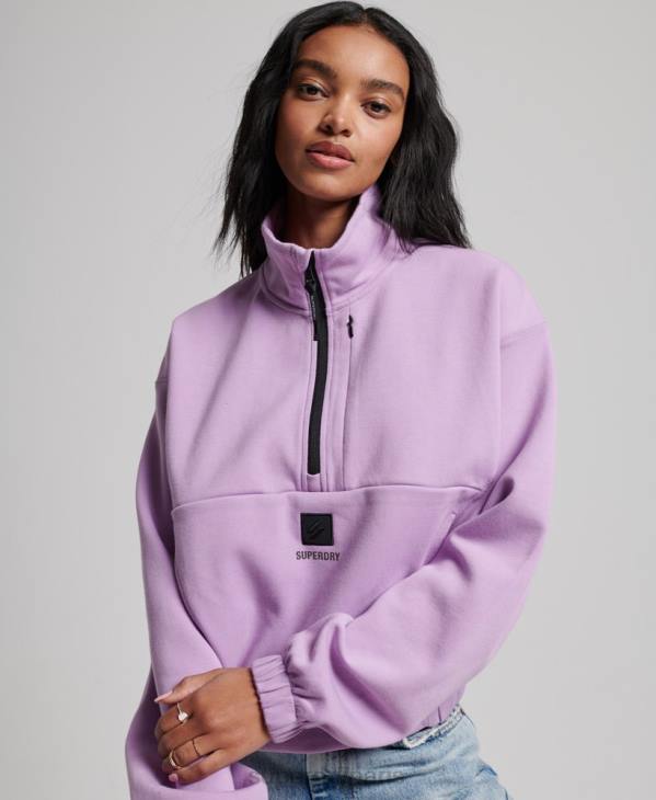 Superdry femmes sweat technique à demi-zip chauve-souris D64Z3354 vêtements violet