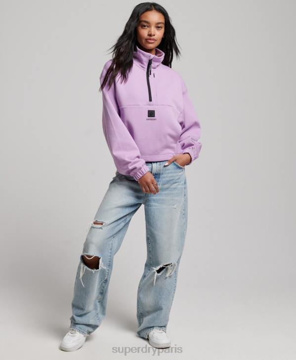 Superdry femmes sweat technique à demi-zip chauve-souris D64Z3354 vêtements violet