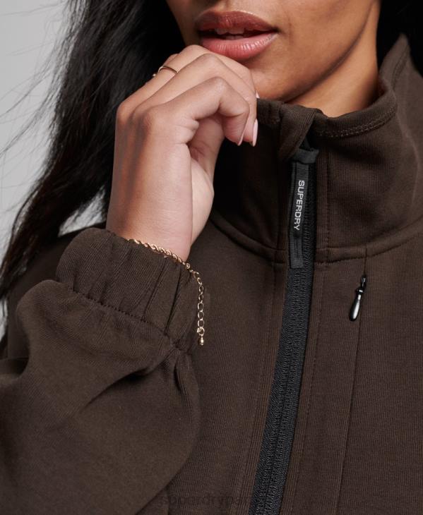 Superdry femmes sweat technique à demi-zip chauve-souris D64Z3364 vêtements brun