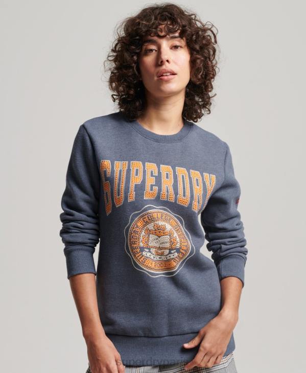 Superdry femmes sweat vintage de l'équipage de la franchise D64Z2227 vêtements bleu