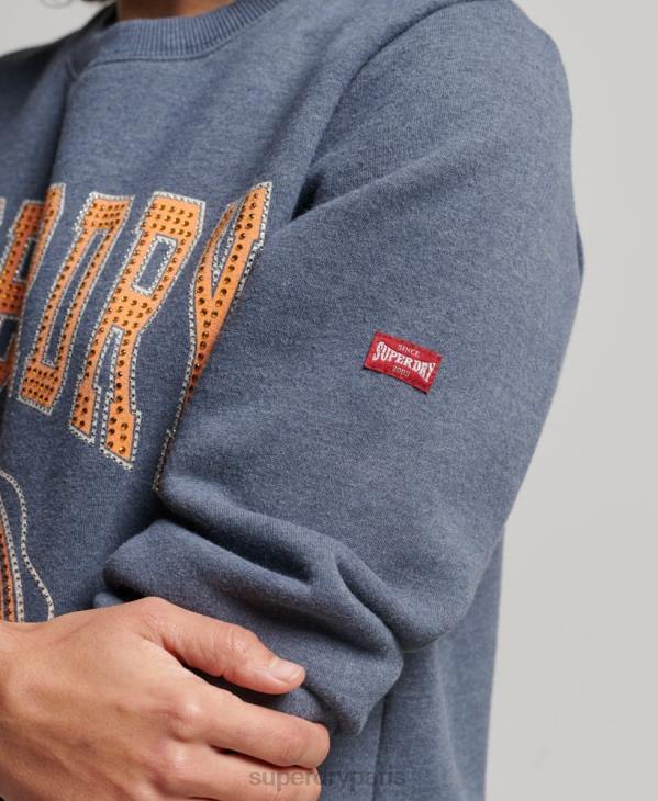 Superdry femmes sweat vintage de l'équipage de la franchise D64Z2227 vêtements bleu