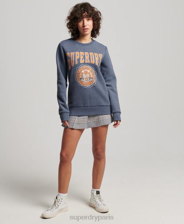 Superdry femmes sweat vintage de l'équipage de la franchise D64Z2227 vêtements bleu