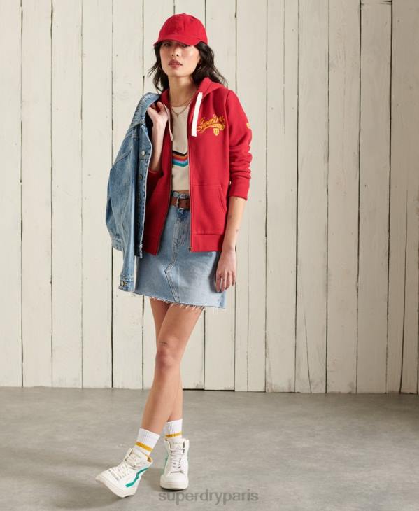 Superdry femmes sweat zippé à capuche D64Z6177 vêtements rouge