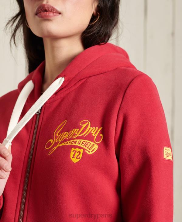 Superdry femmes sweat zippé à capuche D64Z6177 vêtements rouge