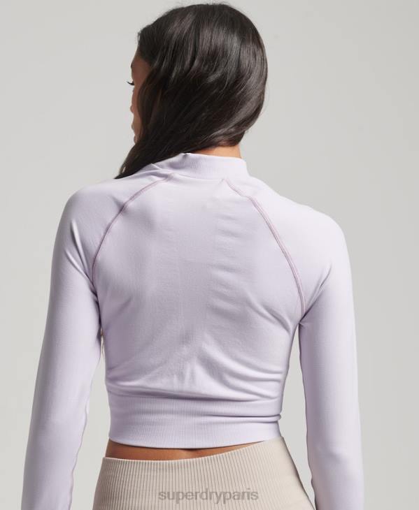Superdry femmes zip sans couture à travers le haut de la couche intermédiaire D64Z4170 vêtements violet