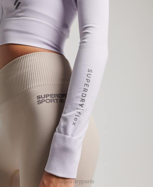 Superdry femmes zip sans couture à travers le haut de la couche intermédiaire D64Z4170 vêtements violet