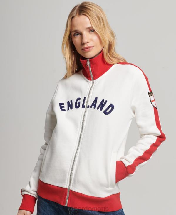 Superdry x Ringspun femmes haut de survêtement football angleterre D64Z3302 vêtements blanc
