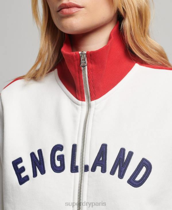 Superdry x Ringspun femmes haut de survêtement football angleterre D64Z3302 vêtements blanc