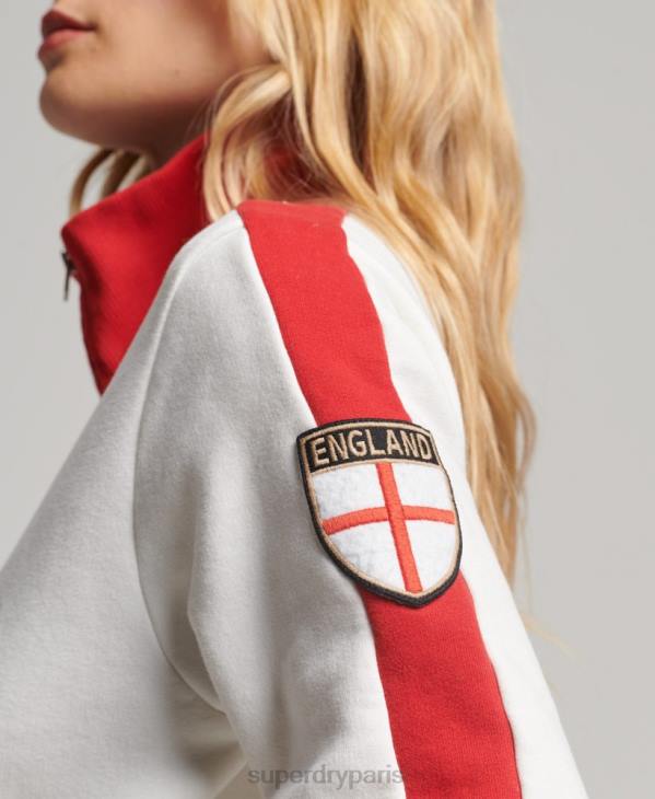 Superdry x Ringspun femmes haut de survêtement football angleterre D64Z3302 vêtements blanc