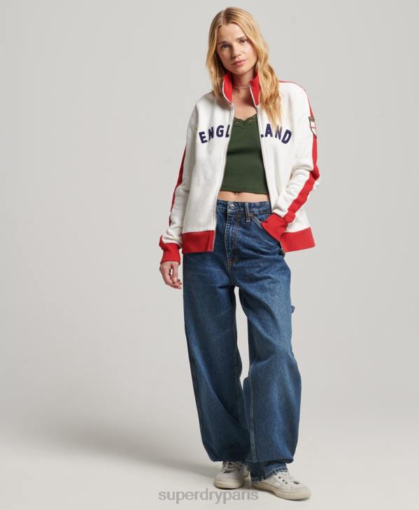 Superdry x Ringspun femmes haut de survêtement football angleterre D64Z3302 vêtements blanc