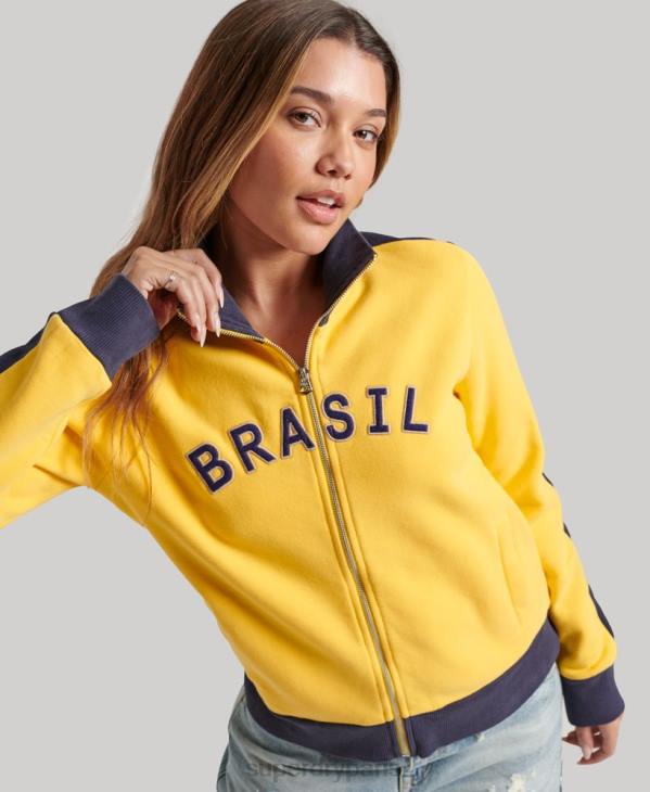 Superdry x Ringspun femmes haut de survêtement football brésil D64Z3304 vêtements jaune