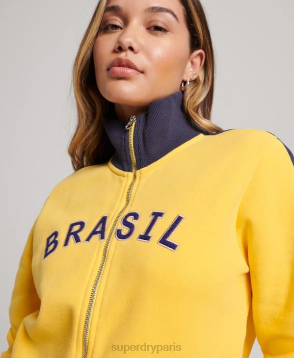 Superdry x Ringspun femmes haut de survêtement football brésil D64Z3304 vêtements jaune