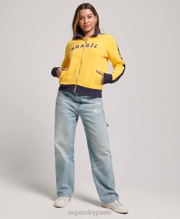 Superdry x Ringspun femmes haut de survêtement football brésil D64Z3304 vêtements jaune