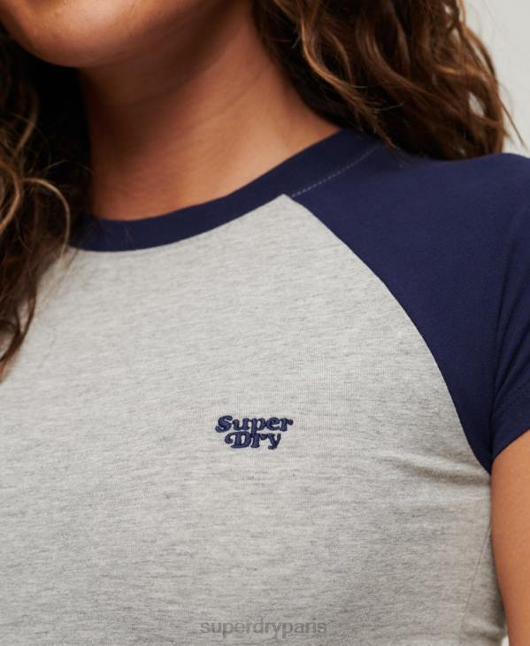 Superdry femmes baseball t-shirt bébé D64Z2051 vêtements gris