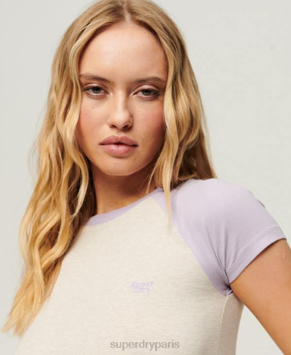 Superdry femmes baseball t-shirt bébé D64Z2096 vêtements crème