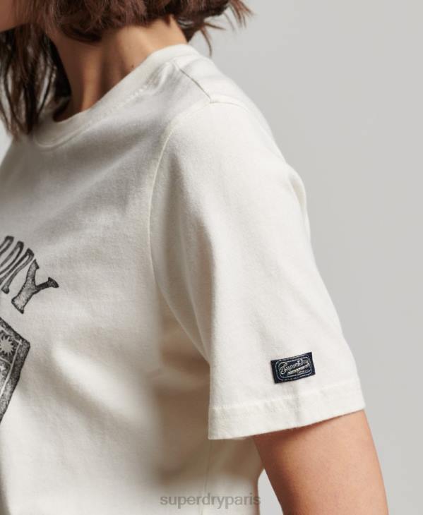 Superdry femmes cartes de tarot t-shirt graphique D64Z2735 vêtements blanc