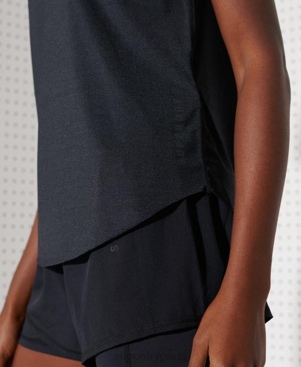 Superdry femmes courir t-shirt gratuit D64Z6357 vêtements noir