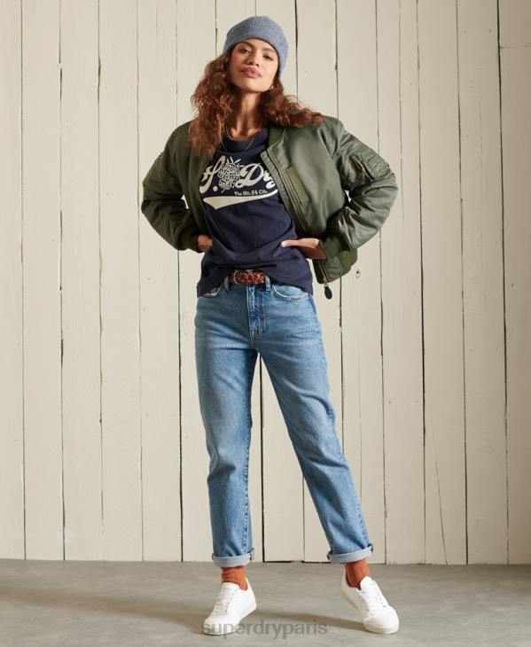 Superdry femmes fierté de l'artisanat t-shirt D64Z6284 vêtements marine