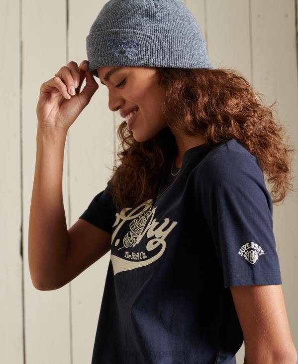 Superdry femmes fierté de l'artisanat t-shirt D64Z6284 vêtements marine